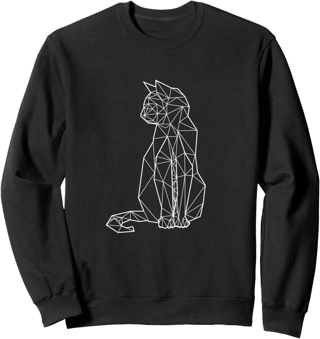 Geometrische Katze Silhouette im Polygon Stil Katze Sweatshirt