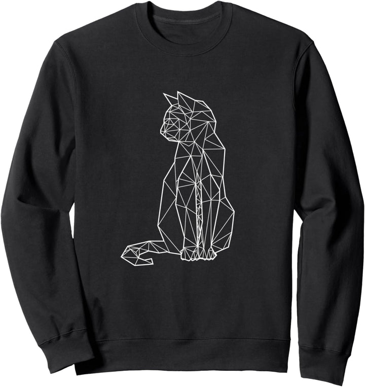 Geometrische Katze Silhouette im Polygon Stil Katze Sweatshirt