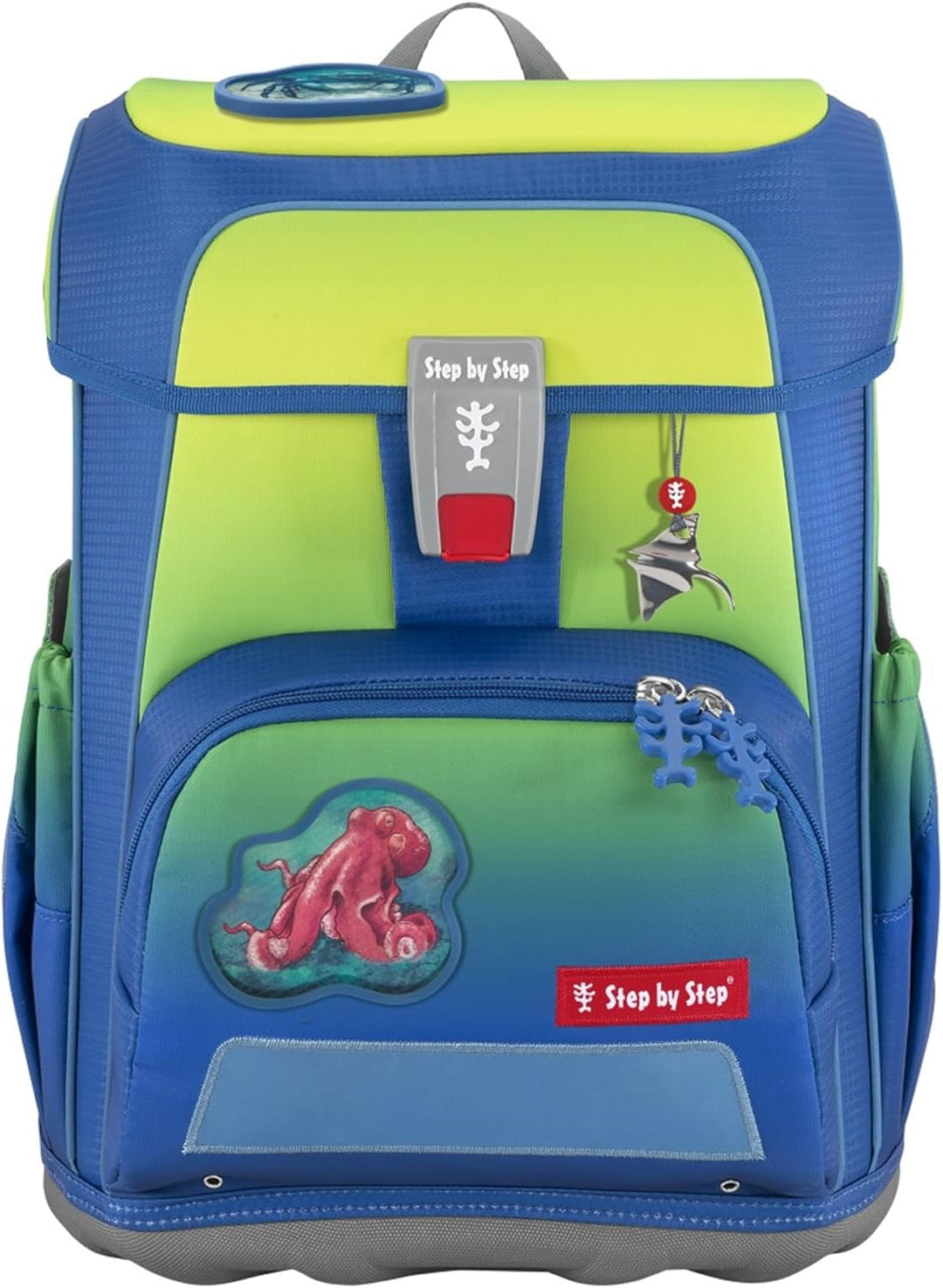 Step by Step Schulranzen-Set Cloud Ocean Red Octopus Pius, 5-teilig, gelb-blau, ergonomischer Tornis