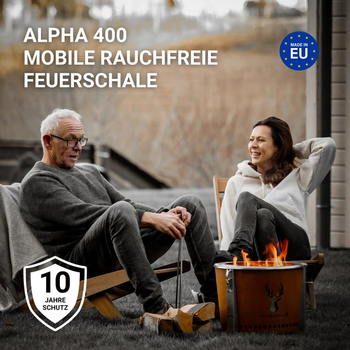 Masuria Rauchfreie Feuerschale 39cm⌀ Alpha 400 - Tragbare Feuerstelle für Camping, Terrasse &amp; Garten