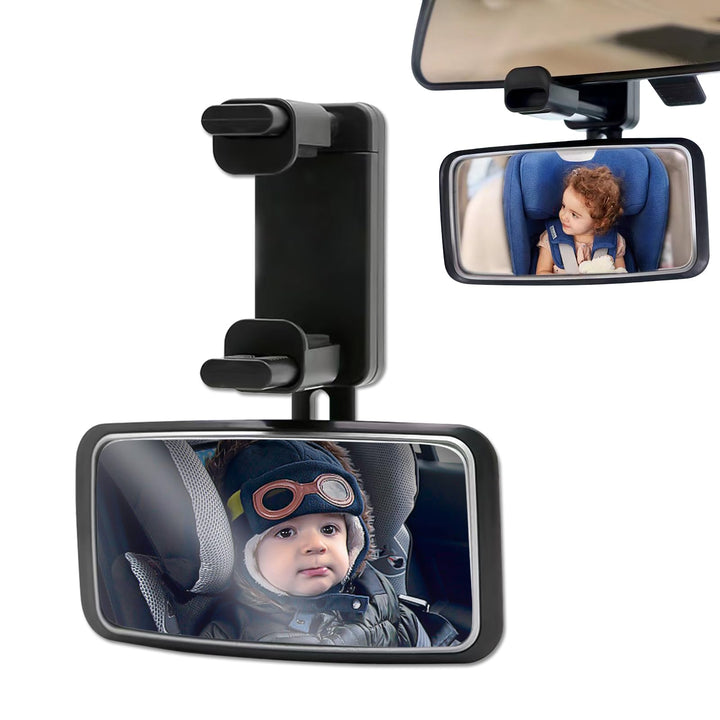 Spiegel Auto Baby, Rückspiegel Baby Auto mit Gefederten Clips, Glas-Spiegel, 360° Drehbar, Rücksitzs