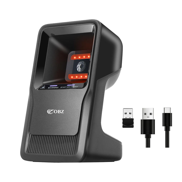 OBZ 1D 2D Desktop Barcode Scanner Kabellos Omnidirektional Handsfree