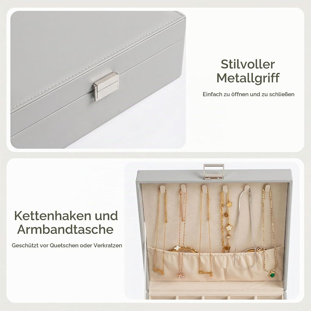 Frebeauty Ohrring-Organizer, klassische Schmuckschatulle, 50 Fächer, doppellagig, Schmuck-Aufbewahru