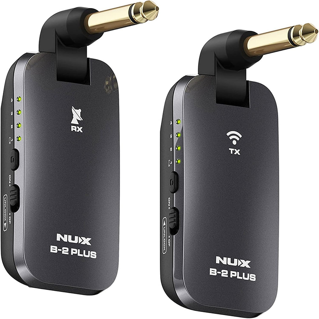 Nux B-2 Plus 2.4GHz Drahtlos-Gitarren-System, Wireless Adapter (Taschenformat, Akkulaufzeit max. 7 S