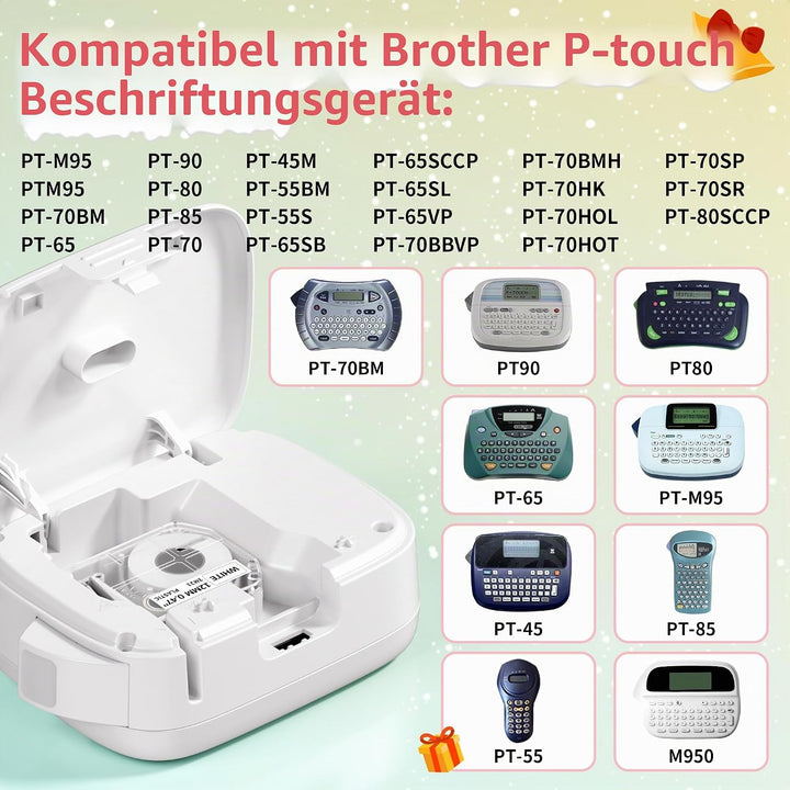 Tape Ersatz für Brother P Touch M Tape MK221 MK231 M950/M960 Thermotransferband Kompatibel mit Broth