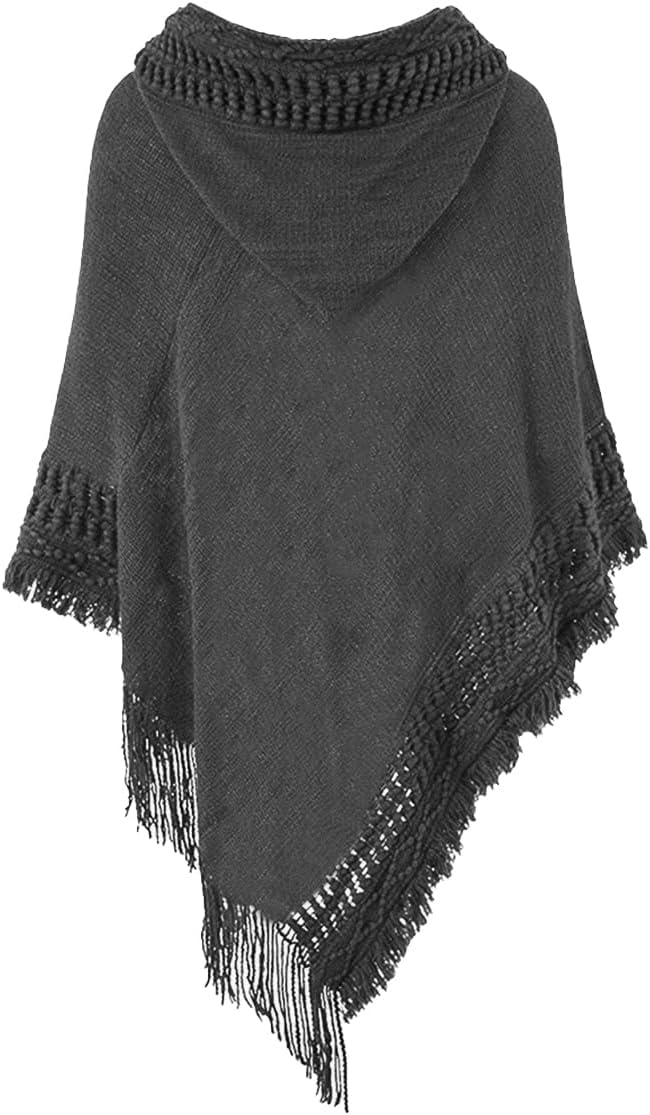 Rayson Poncho Damen Elegant Warm Winter mit Kapuze Solid Color Strick Ponchos Capes für Damen mit Fr