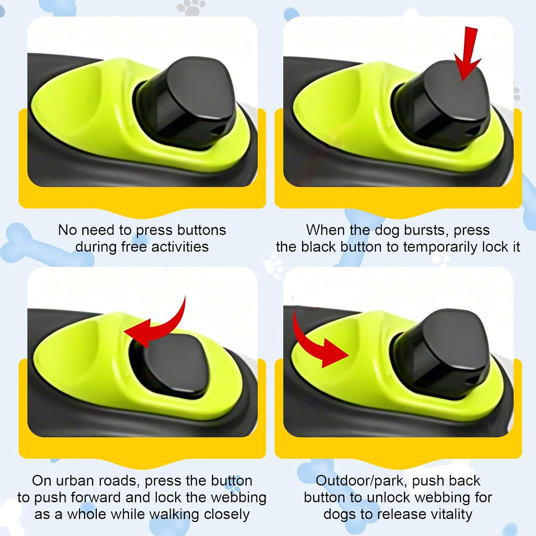 VIYETY 8m Stretch-Hunddeleine: Nylon Doppel-Hundleine, robuste Automatik Hundeleine für mittel/gross