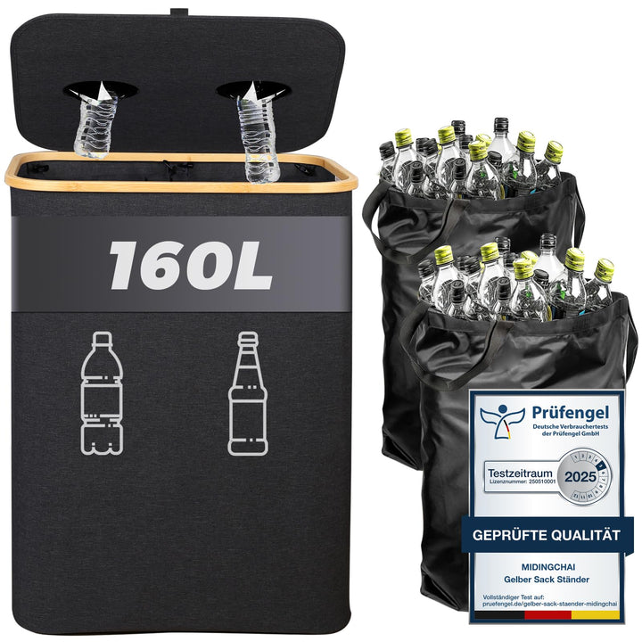 MIDINGCHAI 160L Pfandflaschen Sammelbehälter mit Deckel, Behälter Leergut &amp; Altglas &amp; Papiermüll Rec