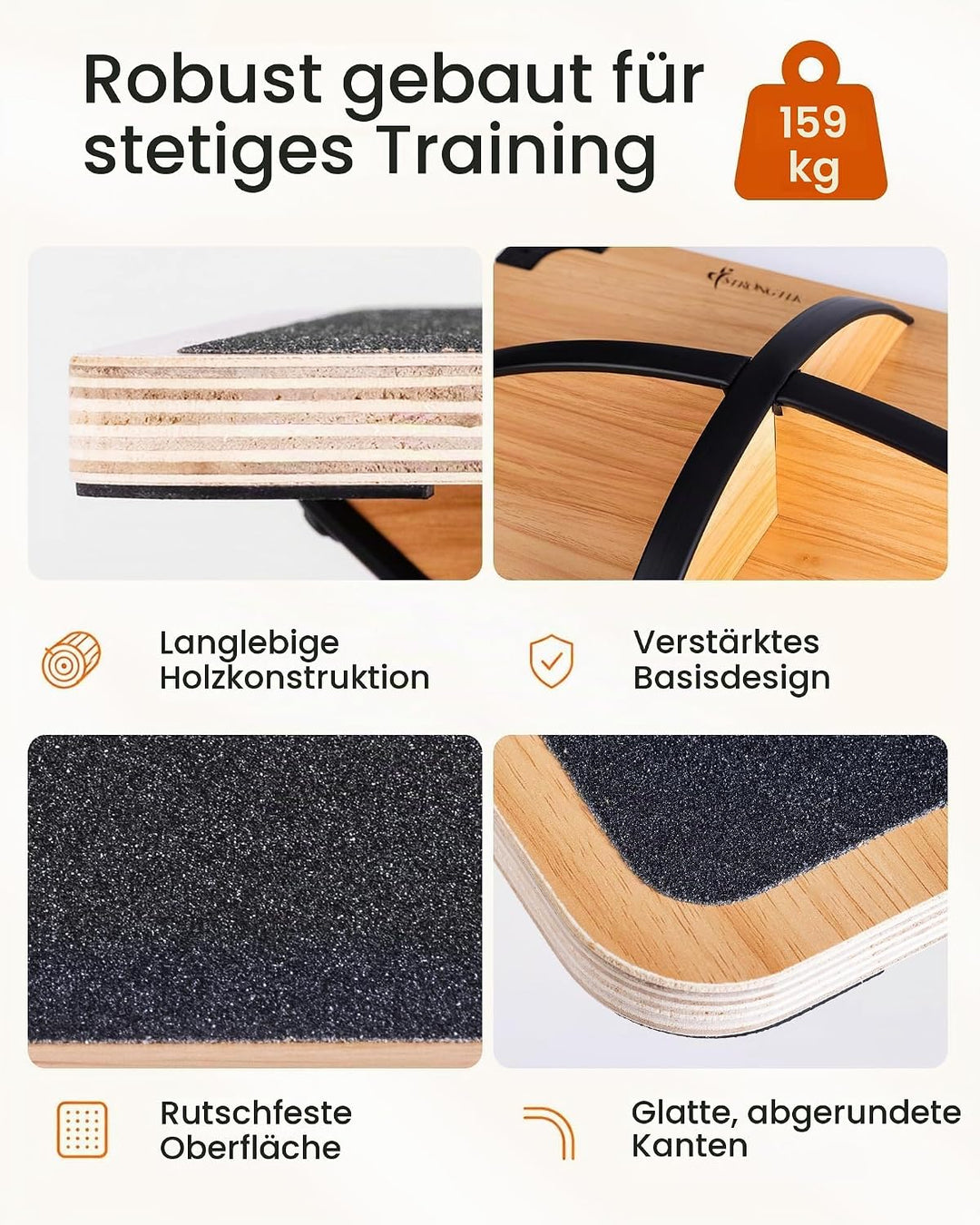 StrongTek Professional Wooden Balance Board, Rocker Board, Wood Standing Desk Accessory, Balancing B