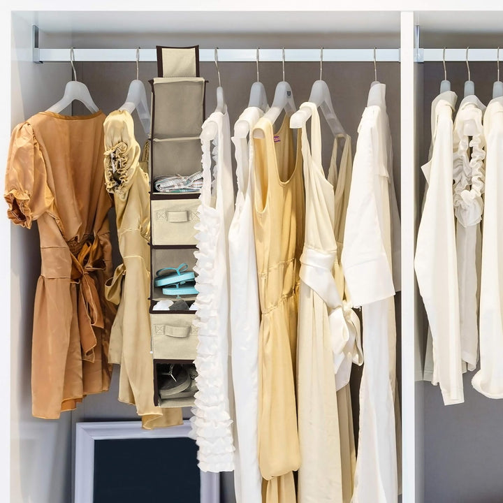 Relaxdays 3 x Hängeregal Stoff, Hängeaufbewahrung, 6 Fächer, 2 Schübe, für Kleiderschrank, HxBxT: ca