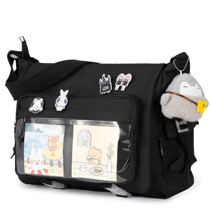 Modische Umhängetasche mit niedlichen Accessoires Casual Nylon Messenger Bag Leichte Handtasche und