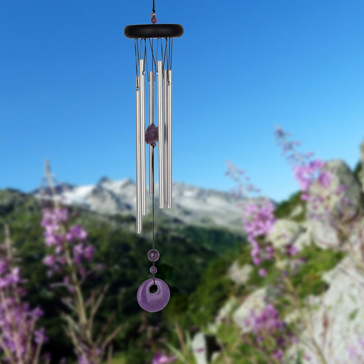 Woodstock Windspiel Chakra Chime, Silber, 46,9 cm Amethyst, Amethyst