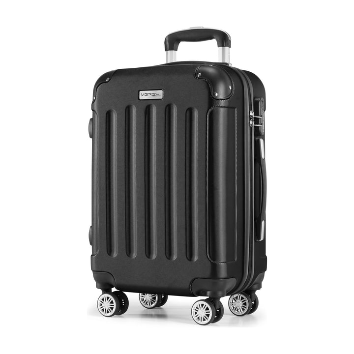 MERISH Reisekoffer Koffer Kofferset Trolleys Zwillingsrollen 3tlg. Hartschale in 9 Farben (Black, M)