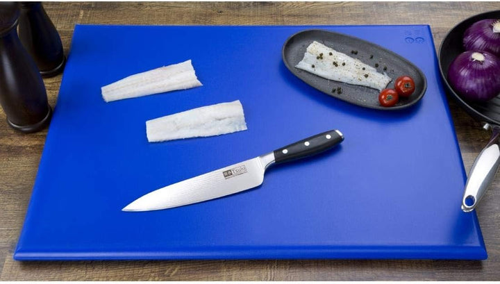 Hygiplas Extra dickes Schneidebrett mit hoher Dichte - gross, blaue Farbcodierung - Vorbereitung roh