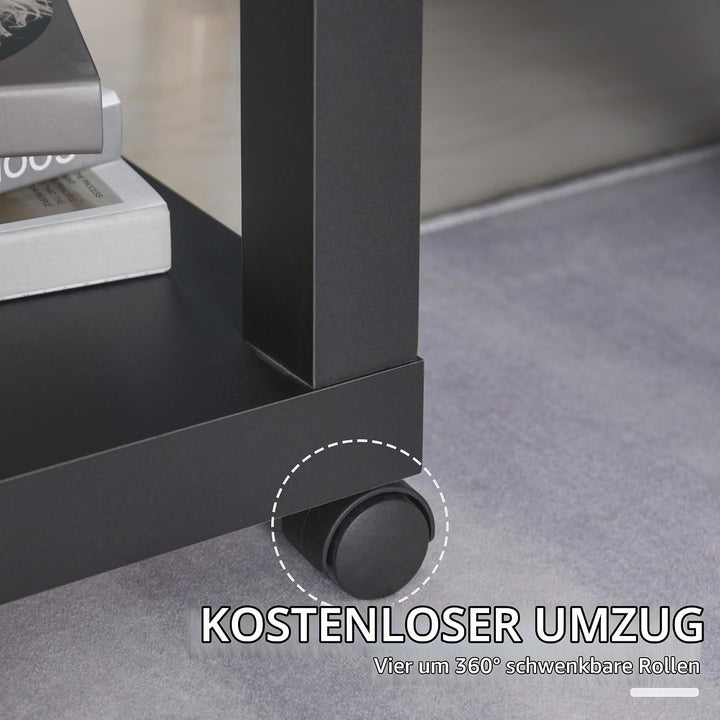 HOMCOM Rollbarer Couchtisch 40x40x40cm Schwarz, Schwarz
