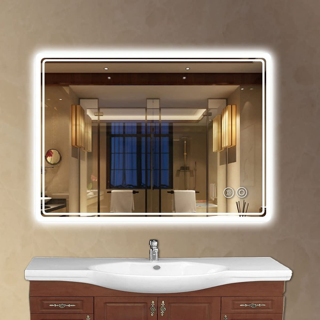 Plumbsys LED Badspiegel Badezimmerspiegel 50x70cm mit 3-Farben des Lichts Beleuchtung Antibeschlag W