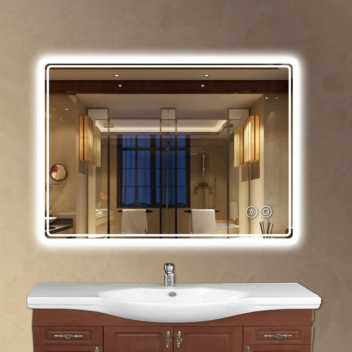 Plumbsys LED Badspiegel Badezimmerspiegel 50x70cm mit 3-Farben des Lichts Beleuchtung Antibeschlag W