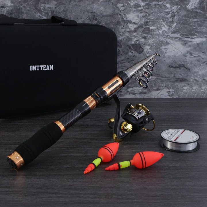 BNTTEAM Spinnrute und Rolle Combo 2,1 m, 2,4 m, 3,0 m, 3,6 m, Carbon Teleskop Angelrute 13BB Angelro