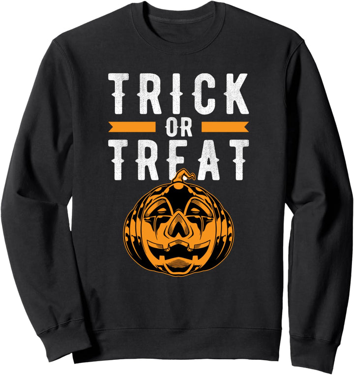 TRICK OR TREAT with Spooky Jack O Lantern Pumpkin Sweatshirt