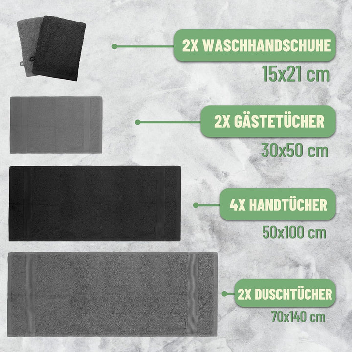 GREEN MARK Textilien 10 TLG. FROTTIER Handtuch-Set mit verschiedenen Grössen 4X Handtücher, 2X Dusch