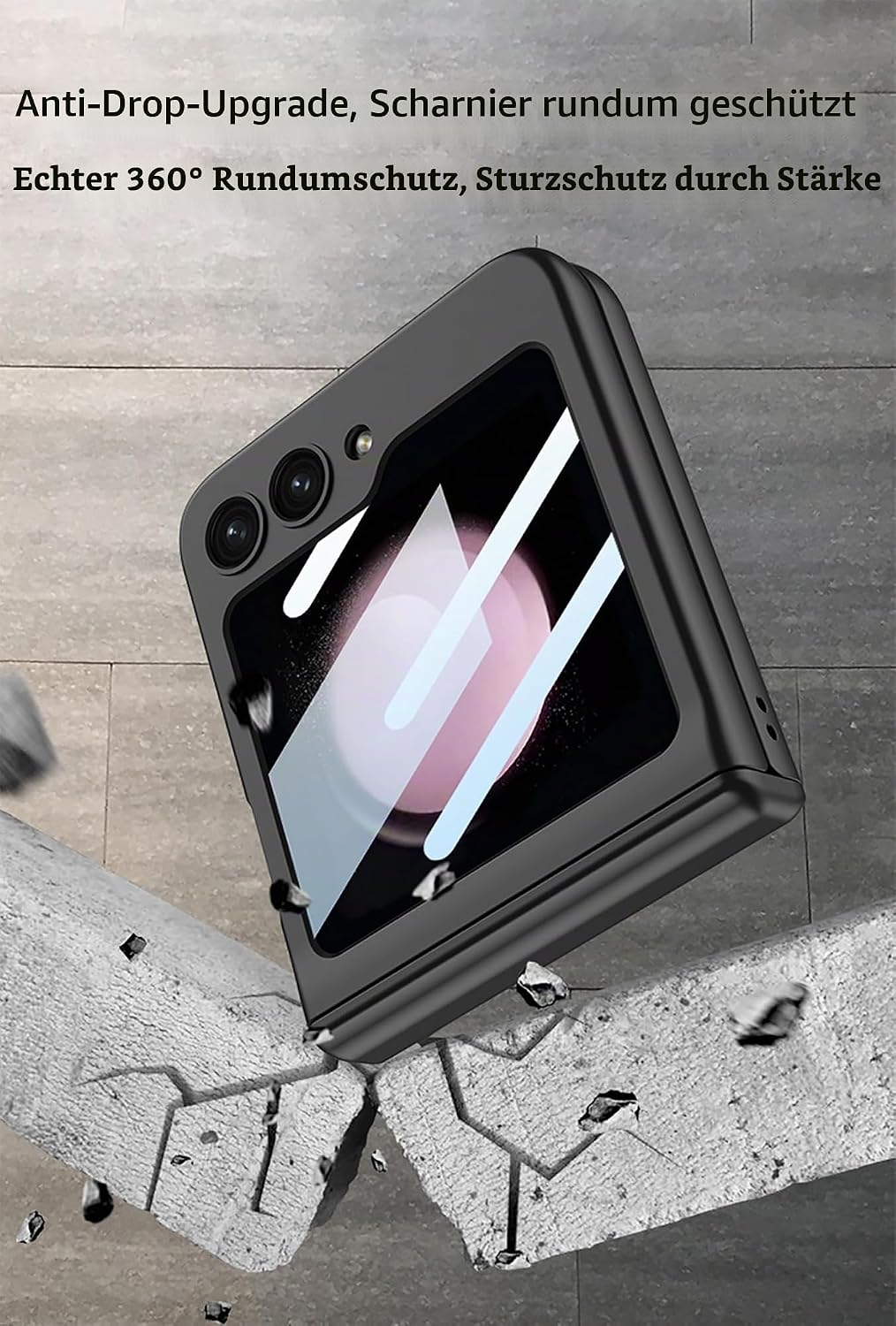 COQUE Galaxy Z Flip 5 Hülle,Schutzfolie Integrierte Klappbare All-Inclusive mit Scharnier,Faltbare H