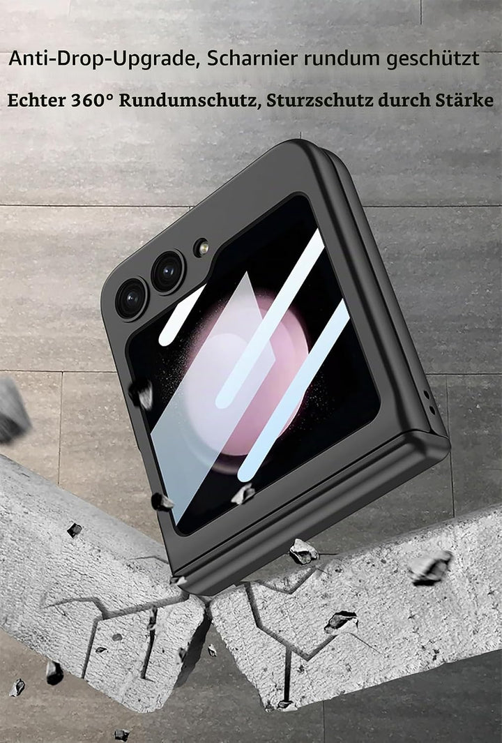 COQUE Galaxy Z Flip 5 Hülle,Schutzfolie Integrierte Klappbare All-Inclusive mit Scharnier,Faltbare H