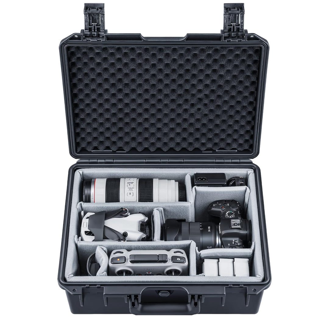 Lykus PVC1 Wasserdicht Koffer Tasche Case mit gepolsterten Trennwänden für Kameras, Objektive, Dual