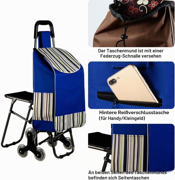 Treppensteiger, Einkaufstrolley Treppensteiger, Treppensteiger Trolley, Einkaufstrolley mit Sitz, Sc