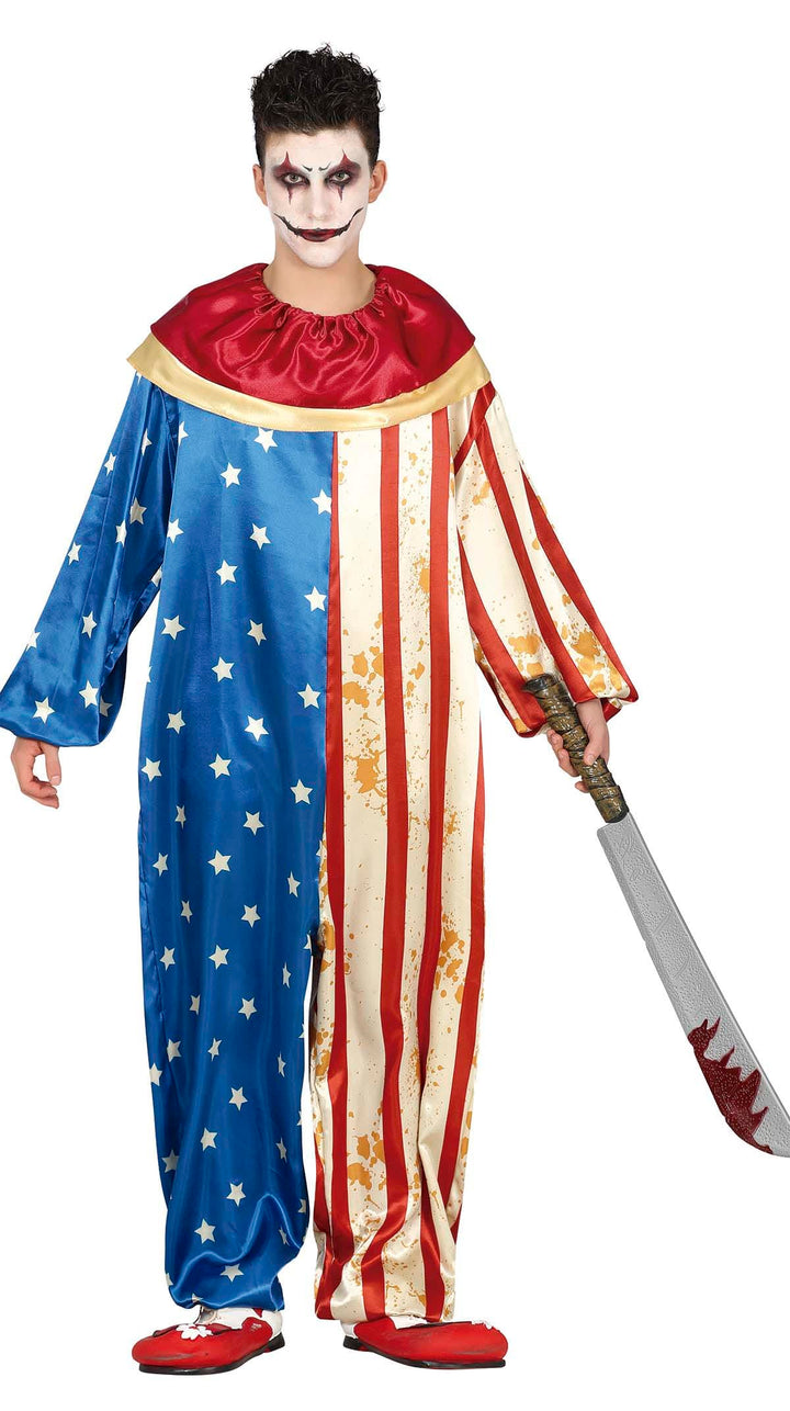 FIESTAS GUIRCA Böser Amerikanischer Clown Halloween Kostüm Herren – USA Horror Clown Kostüm Herren H