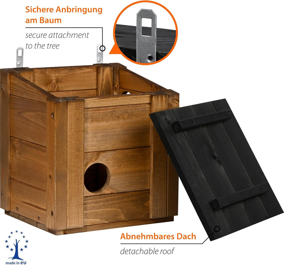 dobar® Eichhörnchenkobel mit 3 Eingängen - Eichhörnchen Futterhaus mit abnehmbarem Dach - Eichhörnch