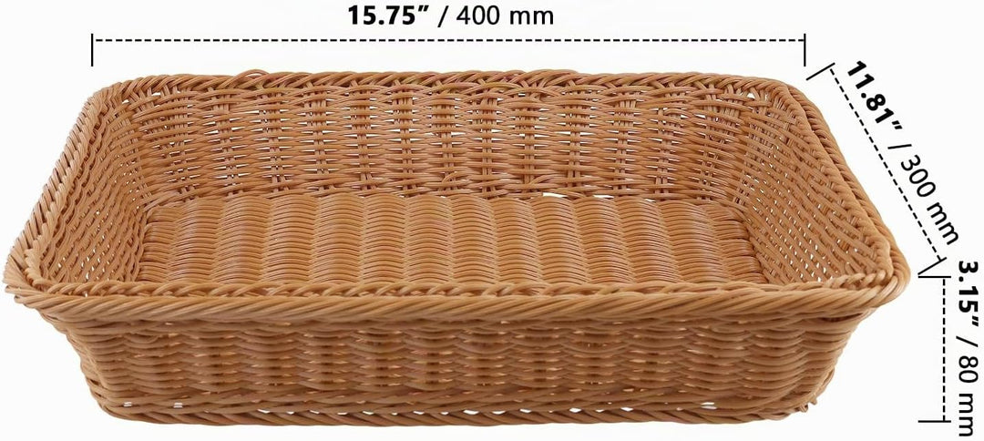 ZOENHOU 2 Stück Brotkorb Gross, 40x30x8 cm rechteckiger geflochtener Brotkorb, Weidenkorb zur Aufbew