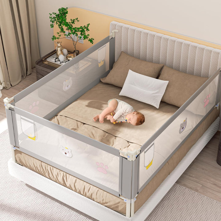 200CMx2+150CMx1 Rausfallschutz Bett, Bettgitter für Kinder, Höhenverstellbar 70-98 cm Rausfallschutz