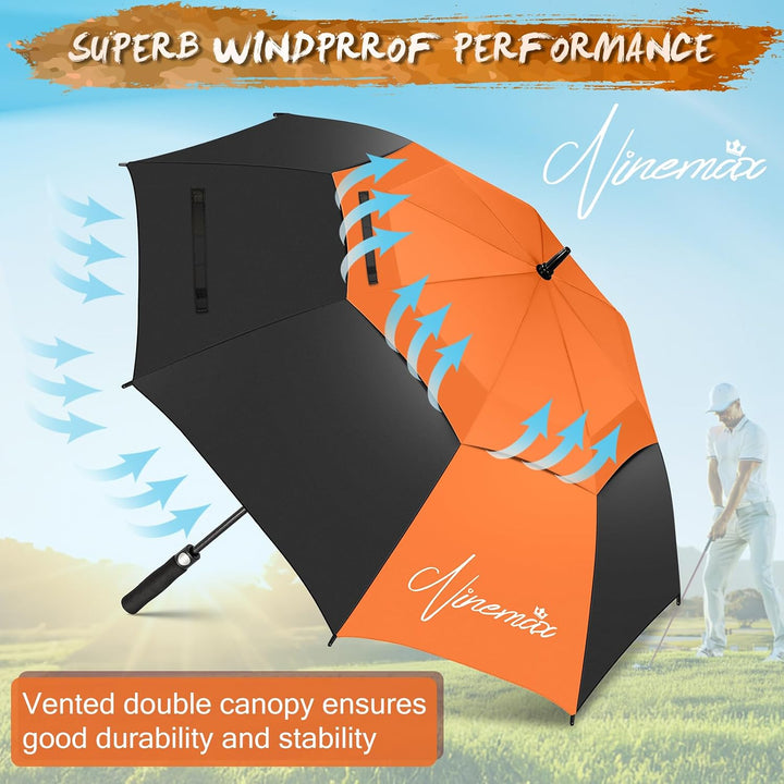 NINEMAX Golfschirm Gross 62/68 Inch Golf Regenschirm Sturmfest Automatik Öffnen Golf Regenschirm Dop