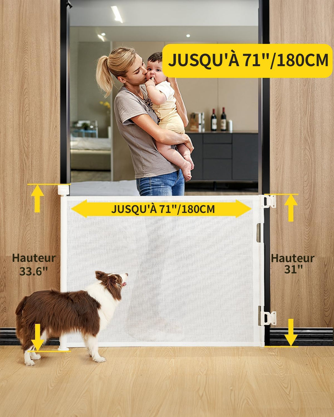 Treppenschutzgitter Ausziehbar 0-180cm,Türschutzgitter Ausziehbar mit Treppenschutz &amp; Kindersicherun