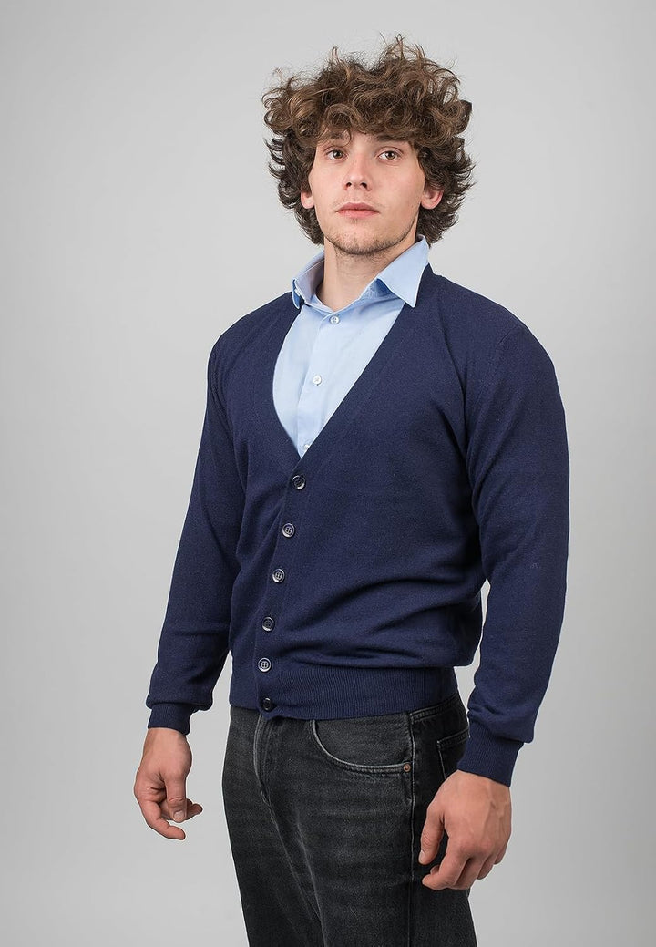 Dalle Piane Cashmere - Strickjacke aus gemischtem Kaschmir, Made in Italy - Herren XXL Blau, XXL Bla