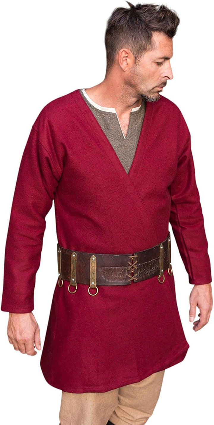Burgschneider - Klappenrock Loki - Kleidung für Larp, Mittelalter, Cosplay und Fantasy, Rot S