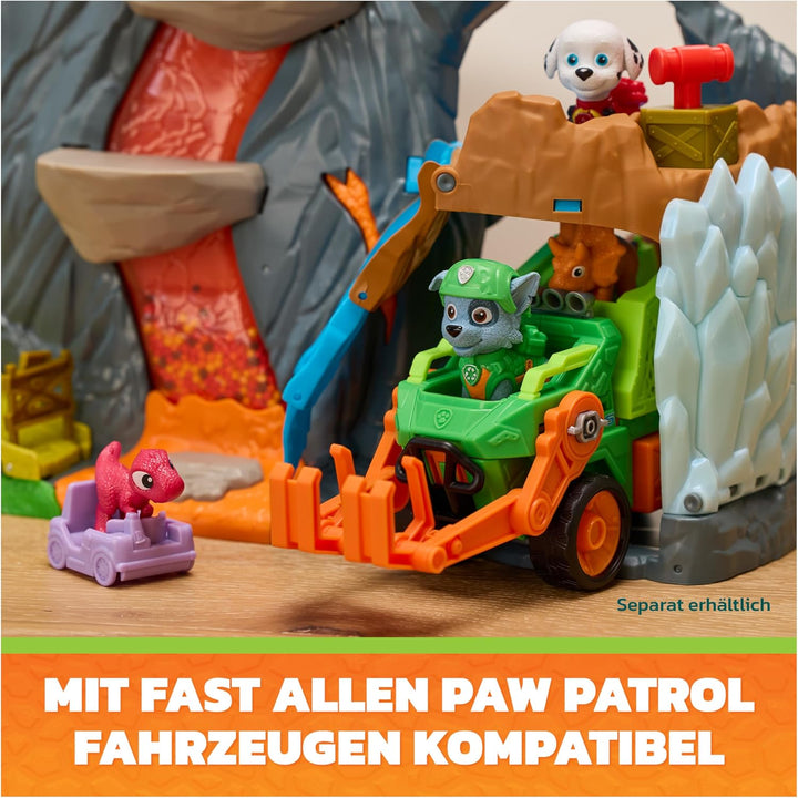 PAW PATROL: Der Dino Film, Super-Lava-Blast Vulkan-Spielset, 360 Grad bespielpares Set mit Marshall-