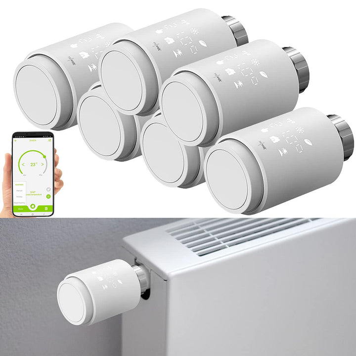 revolt Elektro-Thermostat: 6er-Set programmierbare Heizkörper-Thermostate mit Bluetooth und App (The