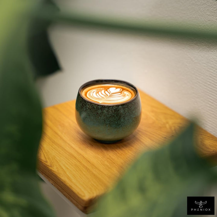 Pheniox | Cappuccino Tassen Set Jade | 4-teilig | 160 ml | hochwertige Kaffee Tassen aus Steingut |