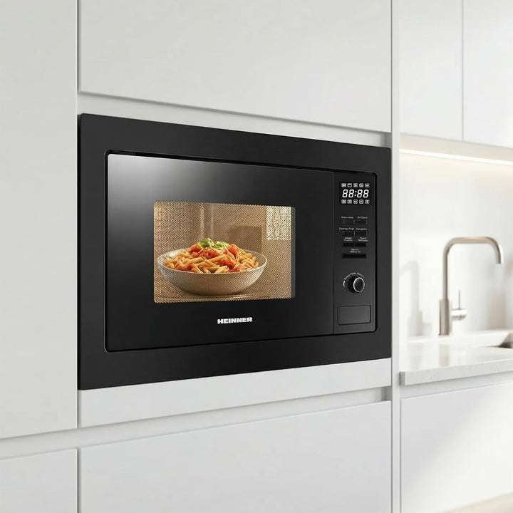 HMW-MDBI25GDBK 26L Einbau-Mikrowellenofen mit Digitalsteuerung und 1000W Grill Schwarz/Black Glass -