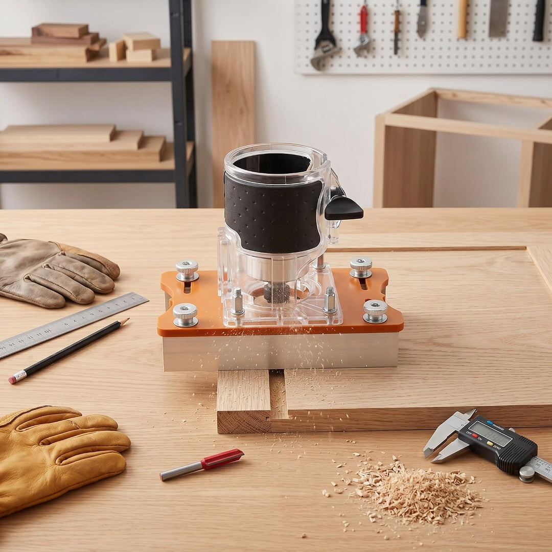 2-in-1-Holz-Router-Basis, Kompakte Holz-Palmen-Router-Basis aus Aluminiumlegierung, Router-Schlitzha