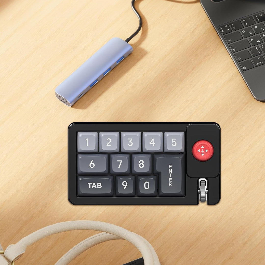 Programmierer Tastatur Ergonomischer Einhand-Ziffernblock, Als Separater Schwarz, Schwarz