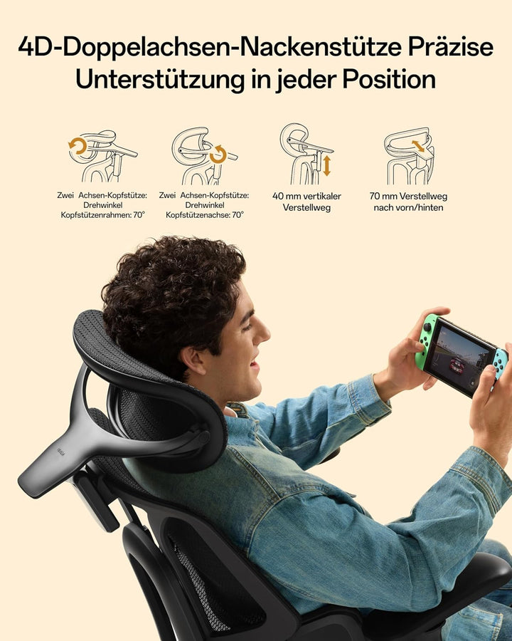 Hbada E3 Air 2026 Edition Ergonomischer Bürostuhl, 3-Zonen-Lordosenstütze, Comfy Home Office Chair m