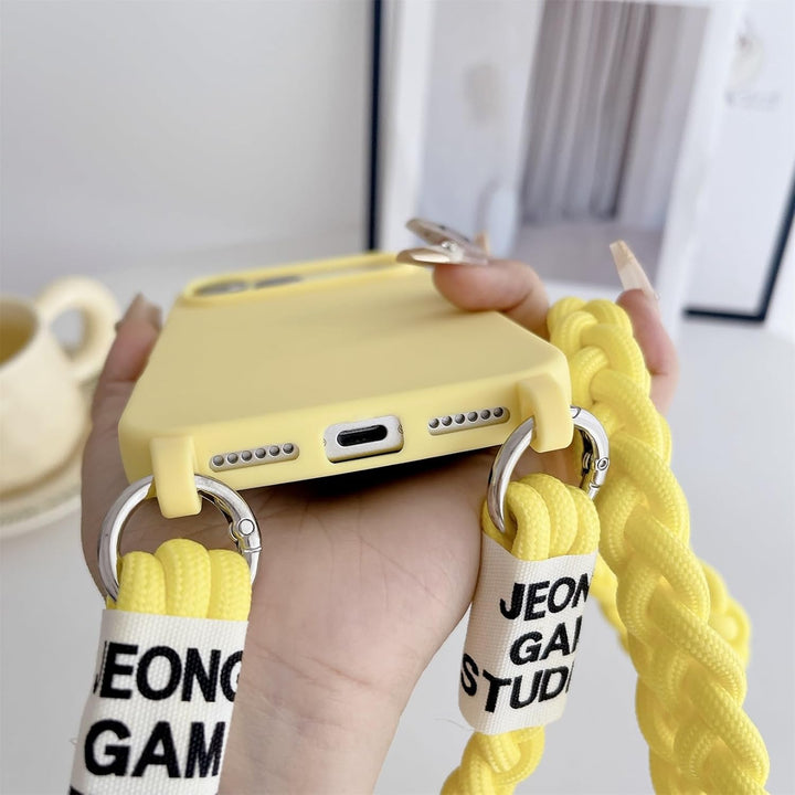 Emlivi Handykette Hülle für iPhone 17 Pro Necklace Handyhülle Nylon Schultergurt Liquid Silikon TPU