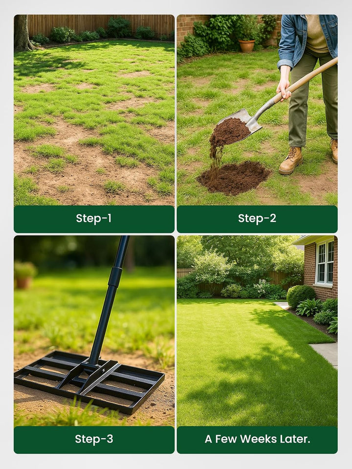 Lawn Levelling Rake 90 x 30 x 190cm, Rasenrechen Garden Grass Squeegee Sand Rakel Tool Scarifier wit