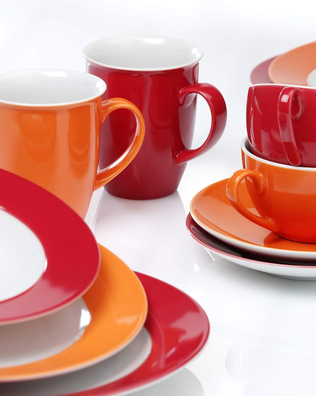 Ritzenhoff &amp; Breker Kaffeeservice Doppio, 12-teilig, Porzellangeschirr, Rot Rot Kaffeeservice, Rot K