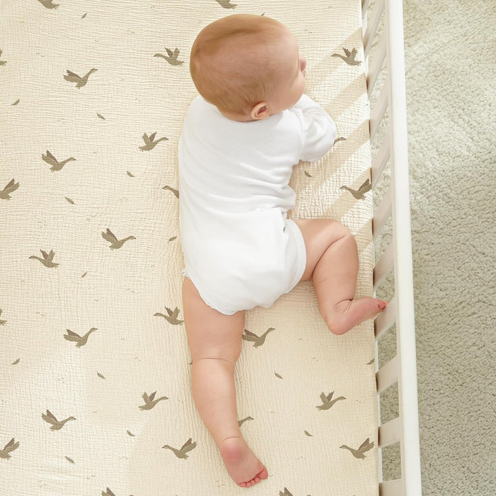 Bearmoss 2er Set Kinder Spannbettlaken,Musselin-Bettlaken 100% Baumwolle Baby-Bettlaken 60x120cm/140