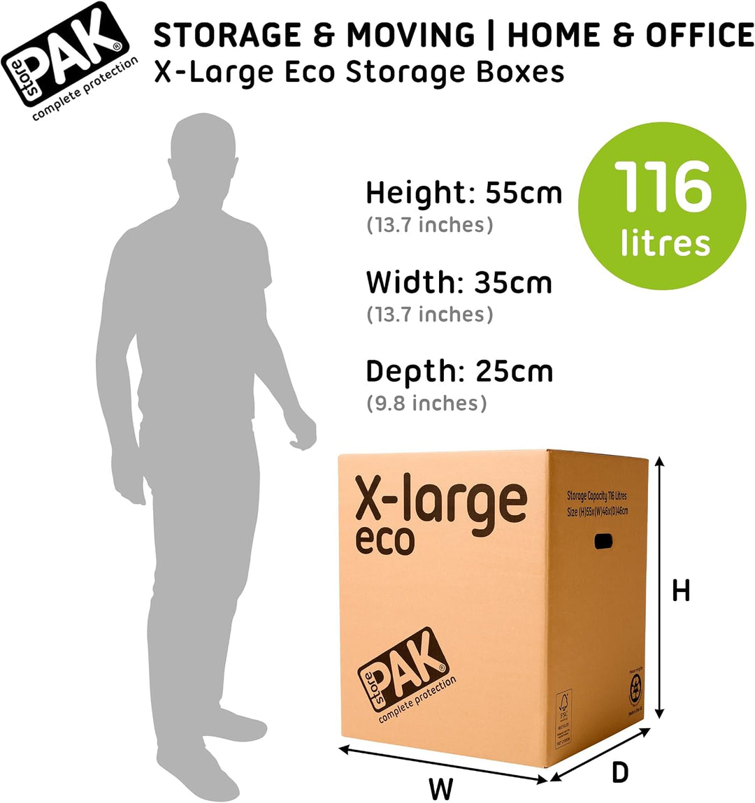 StorePAK Öko-Boxen mit Tragegriffen – geeignet für Lagerung, Versand, Verpackung und Umzug – 116 Lit