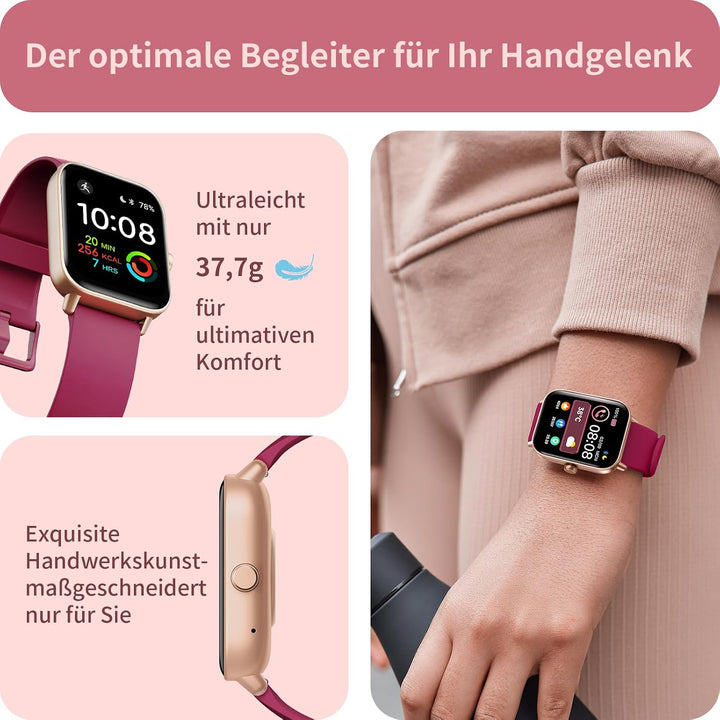 Yoever Smartwatch für Damen, Telefonfunktion und Alexa Built-in, 1.8" Fitnessuhr Herren mit Herzfreq