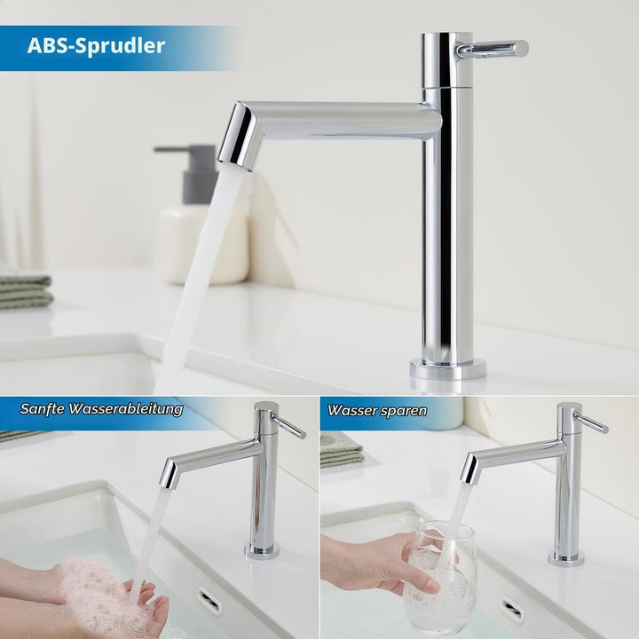 Ulytid Kaltwasserhahn, Chrom Wasserhahn Bad, Einhebel Waschtischarmatur mit Abnehmbarer Sprudler, Ba